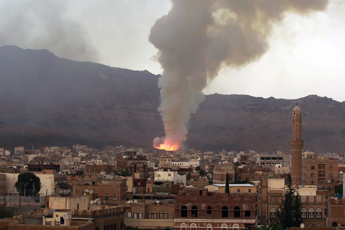 Smoke billows following an airstrike by the Saudi-led coalition on May 11, in the capital Sanaa. the Saudi war in Yemen stands little chance of success without significant ground forces. (Mohammed Huwais/AFP/Getty Images)