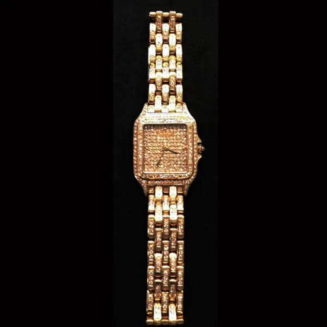 A gold Cartier diamond encrusted watch was left behind at Newark Airport security. (TSA)