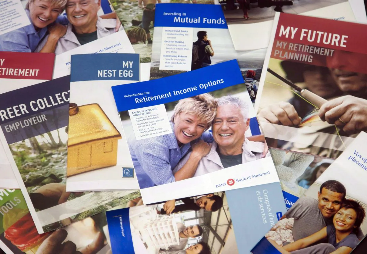 Brochures offering various retirement savings options. The Harper government says it’s considering giving Canadians the option of voluntarily hiking their contributions to the Canada Pension Plan, which would help them boost their retirement savings. The Liberals want a mandatory expansion of the CPP. (The Canadian Press/Ryan Remiorz)