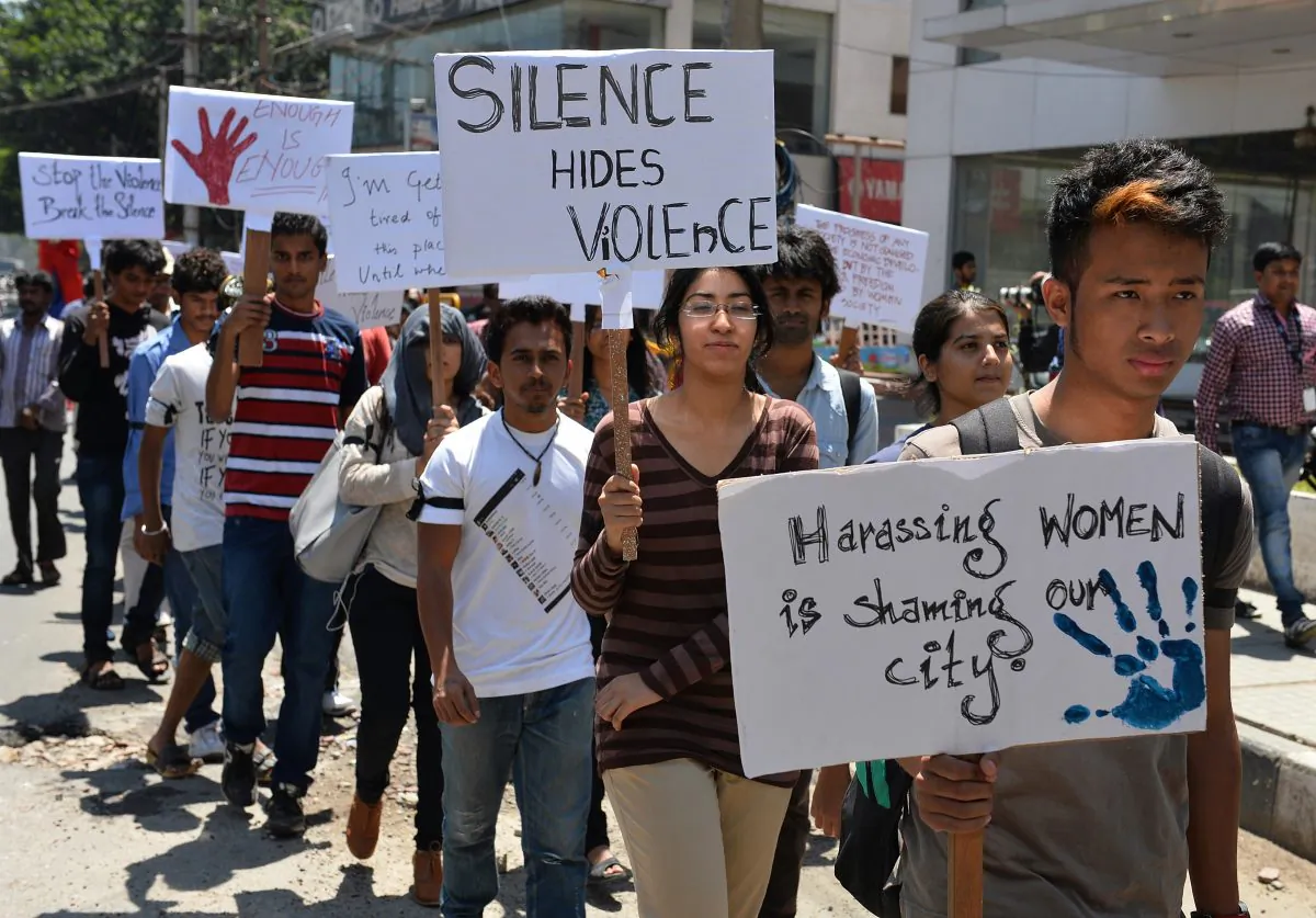 Indian students participate in a silent march urging the Indian government to lift the ban on the documentary film 'India's Daughter', in Bangalore on March 13, 2015. (Manjunath Kiran/AFP/Getty Images)