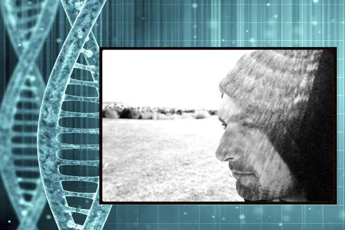 Illustration of DNA (Svisio/iStock) File photo of a pensive man (EyeEm/iStock)