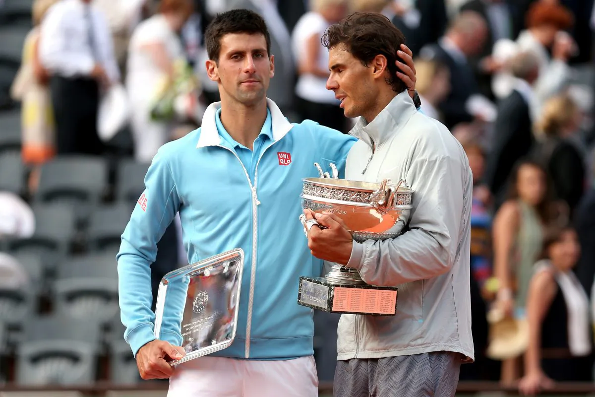 Rafael Nadal (R) has beaten Novak Djokovic all six times they've met at Roland Garros. (Matthew Stockman/Getty Images) 