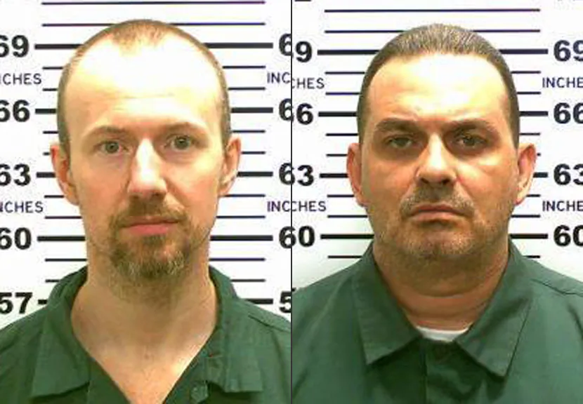 This combination made from photos released by the New York State Police shows inmates David Sweat, left, and Richard Matt. (New York State Police via AP)