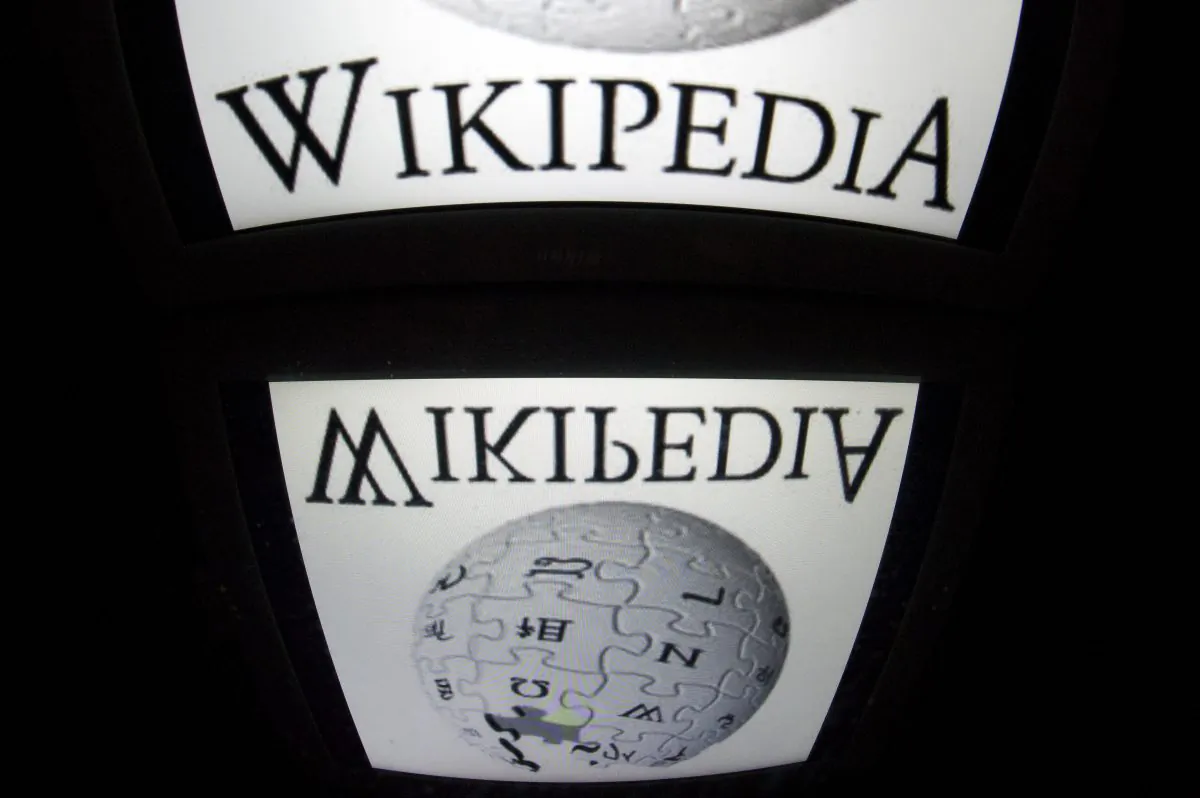 In this file photo, yhe "Wikipedia" logo is seen on a tablet screen on December 4, 2012 in Paris. (Lionel Bonaventure/AFP/Getty Images)