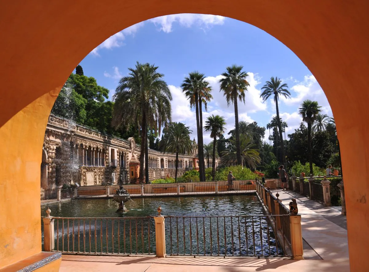 One of the sets for the fifth season of the series Game of Thrones at La Fuente de Mercurio in the Reales Alcazares (royal palace) in Sevilla on October 8, 2014. (Cristina Quicler/AFP/Getty Images)