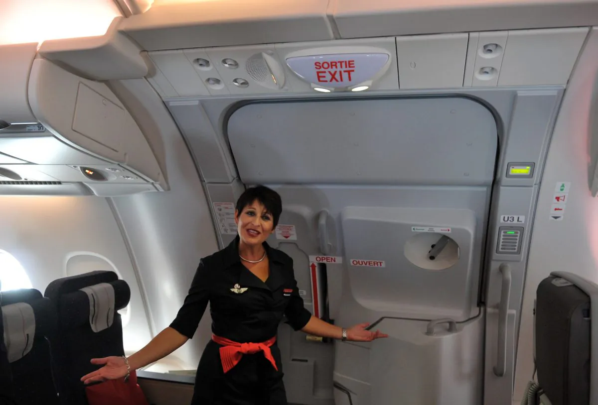 Flight attendant on an Air France Airbus 380, Oct. 30, 2009. (Eric Piermont/AFP/Getty Images)