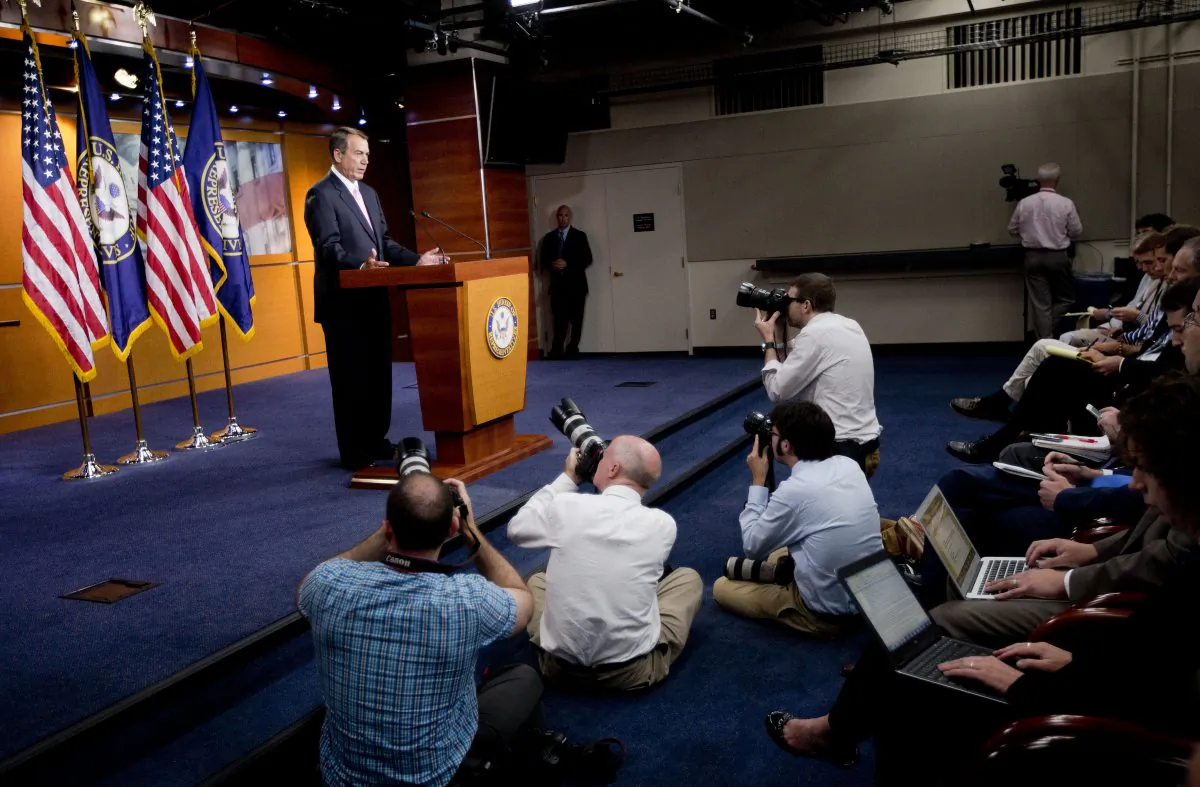 House Speaker John Boehner of Ohio speaks during a news conference on Capitol Hill in Washington, Thursday, June 11, 2015. (AP Photo/Pablo Martinez Monsivais)