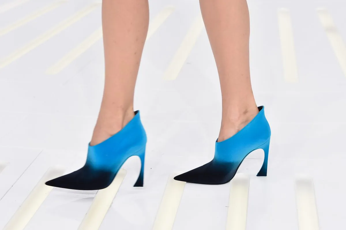 A shoe detail is seen as a model walks the runway during the Christian Dior show as part of Paris Fashion Week - Haute Couture Fall/Winter 2014-2015 on July 7, 2014 in Paris, France. (Pascal Le Segretain/Getty Images)