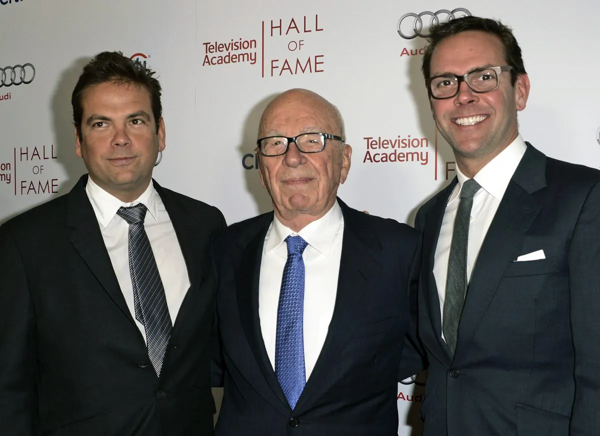 News Corp. Exeuctive Chairman Rupert Murdoch, (C) with his sons, Lachlan, (L) and James in Beverly Hills, Calif., on March 11, 2014. (Dan Steinberg/Invision/AP Images)