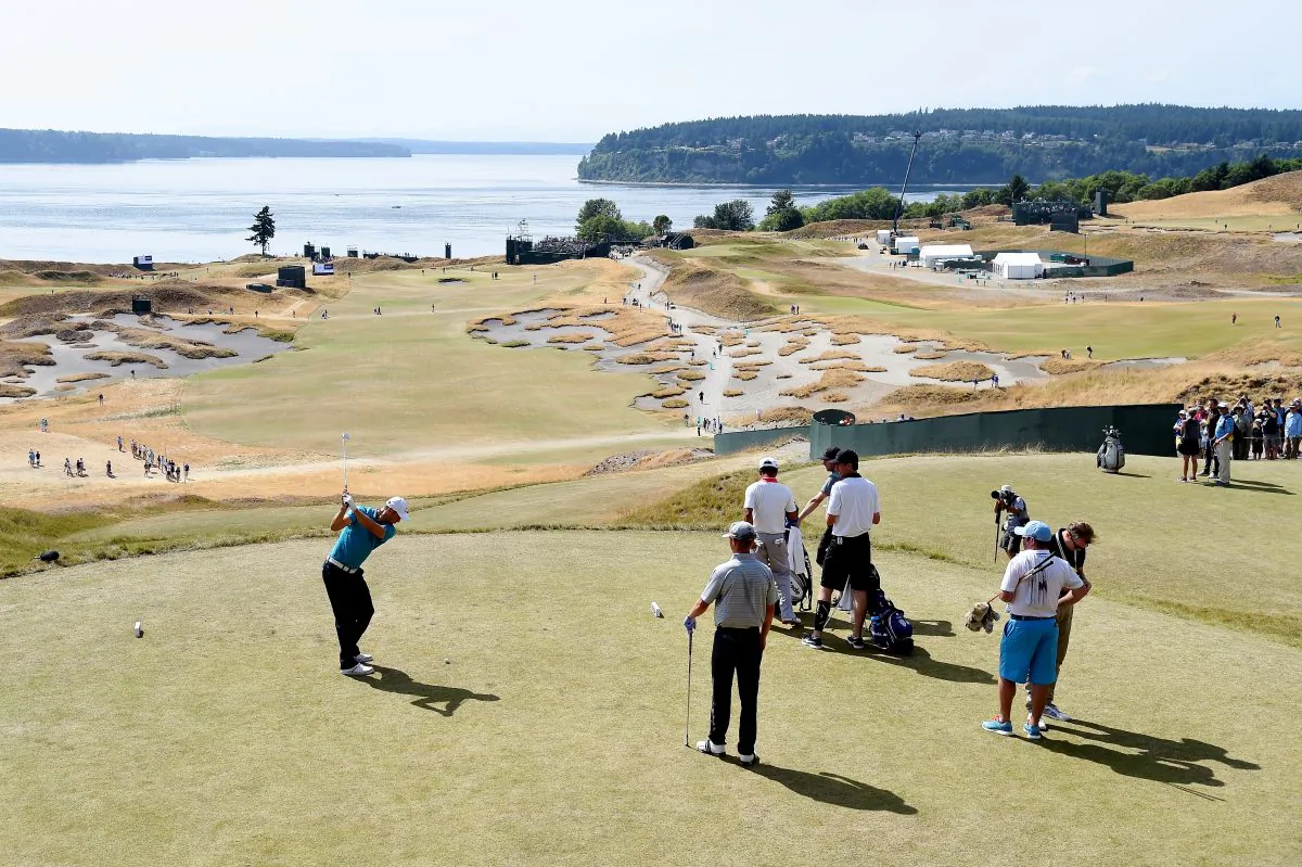 Martin Kaymer of Germany hits a shot during a practice round prior to the start of the 115th U.S. Open Championship at Chambers Bay on June 16, 2015 in University Place, Washington. (Harry How/Getty Images)