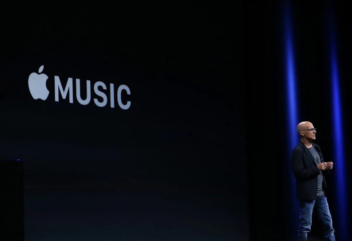 Jimmy Iovine announces Apple Music during Apple WWDC on June 8, 2015 in San Francisco, California. Apple's annual developers conference runs through June 12. (Justin Sullivan/Getty Images)