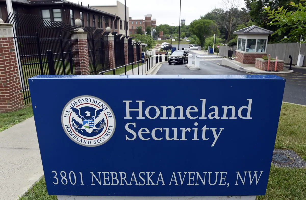 In this June 5, 2015, file photo, a gate leading to the Homeland Security Department headquarters in northwest Washington. (AP Photo/Susan Walsh, File)