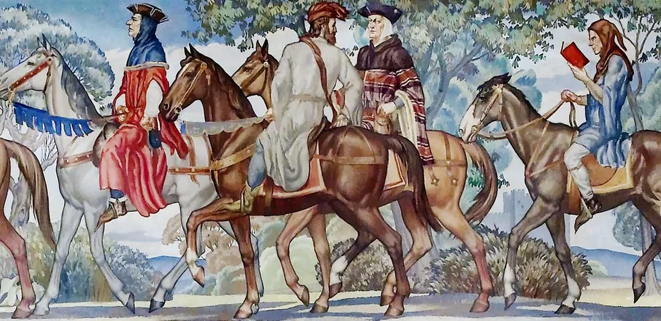 A 1939 mural of the pilgrimage found in "The Canterbury Tales." (Library of Congress)