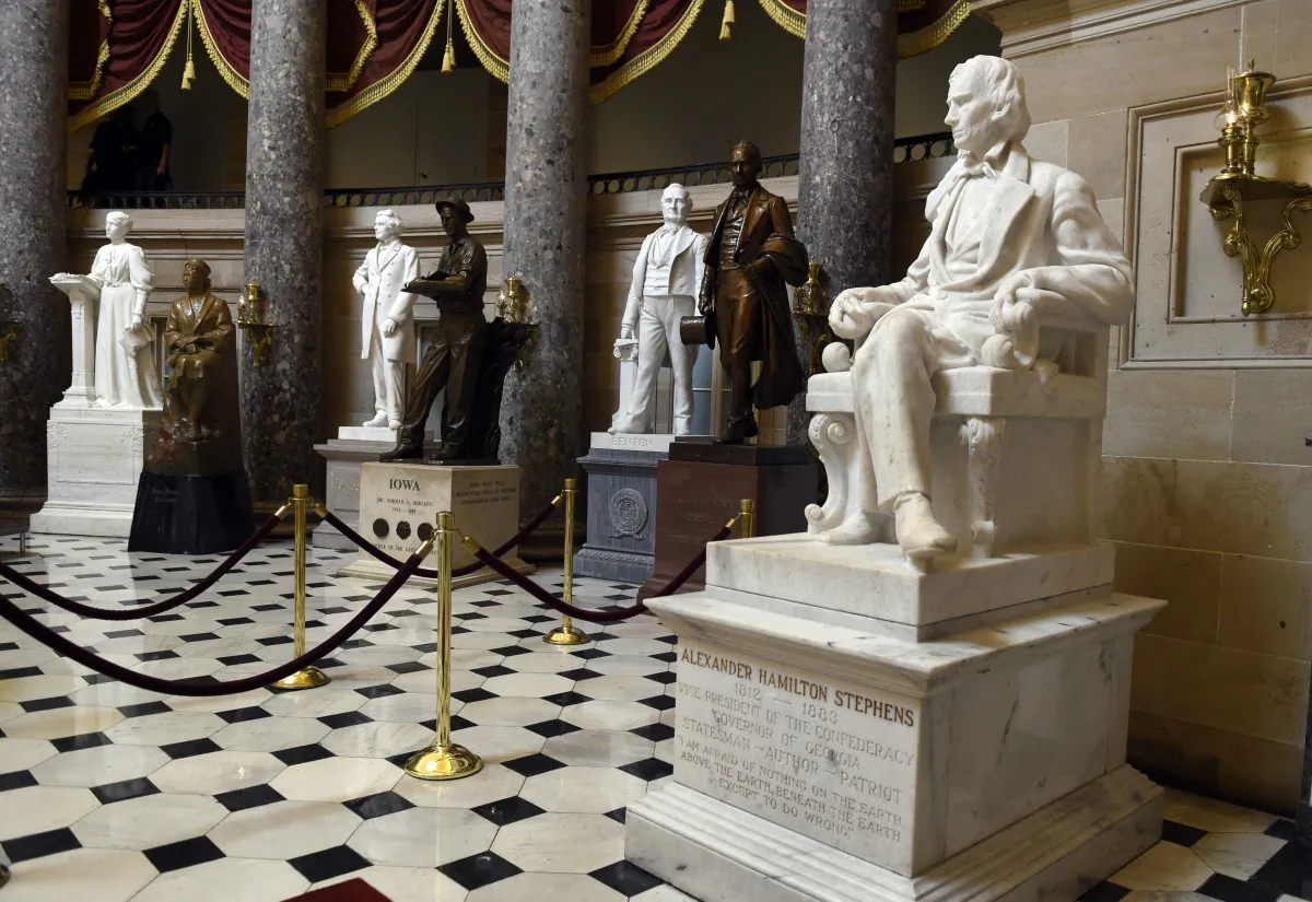 A statue of Alexander Hamilton Stephens is on display in Statuary Hall on Capitol Hill in Washington, D.C., on June 24, 2015. (AP Photo/Susan Walsh)