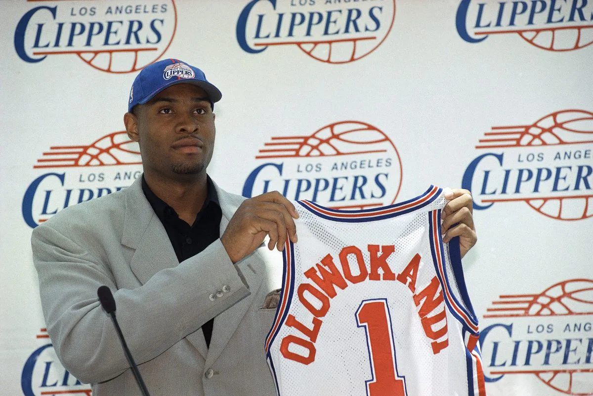 Michael Olowokandi, the first pick in the 1999 NBA Draft, but played on three different teams with minimal impact over a nine-year career. (AP Photo/Nick Ut)
