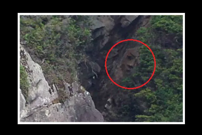 A face found on a cliff face in Pacific Rim National Park Reserve's Broken Group Islands in British Columbia, Canada. (Parks Canada/Tanya Dowdall)