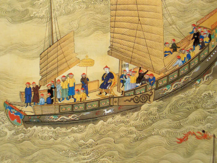 The Kangxi Emperor on tour, early 18th century, Qing Dynasty, China. (Wikimedia Commons)