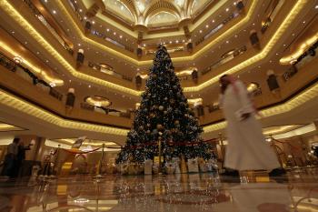 The 11-million-dollar Christmas tree at the Emirates Palace hotel in the Emirati capital Abu Dhabi on December 15. (AFP/Getty Images)