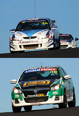 The #44 Mal Rose Holden and the #3 Racer Industries Holden Astra won classes I3 and E. (live.24hseries.com)