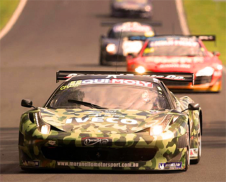 The #88 Il Bello Rosso Ferrari wasn't red, but it was fast, until collision damage sidelined it. (live.24hseries.com)