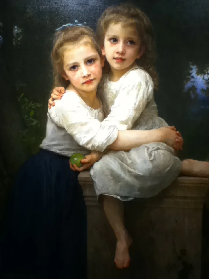 The French painter Bouguereau (1825–1905) stayed with traditional techniques and themes and was therefore often disrespected or ignored in the modernist art world. William-Adolphe Bouguereau, “Two Sisters,” oil on canvas, 1901. (Trout Museum)