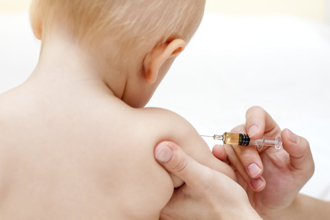 Little baby gets an injection