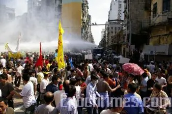 Macau Police Clash with Protesters, 41 Injured