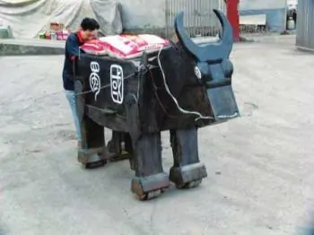 Walking Wooden Ox Recreated From a 1,800-Year-Old Design