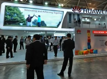 Huawei Technologies booth display of its product during CommunicAsia 2010 conference and exhibtion show in Singapore. (Roslan Rahman/Getty Images)
