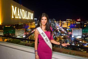 MISS UNIVERSE CONTESTANT: Miss Universe contestant Rima Fakih, representing the United States, poses at the House of Blues Foundation Room inside the Mandalay Bay Resort & Casino in Las Vegas. (Eric Jamison/Getty Images)