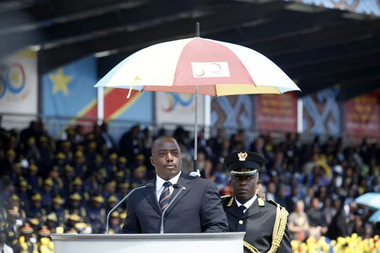 Democratic Repuplic of Congo President Joseph Kabila speaks as he attends the 50th anniversary parade marking the independence of the Democratic Republic of Congo on June 30, 2010 in Kinshasa. (Sebastien Pierlet/Pool/Getty Images)