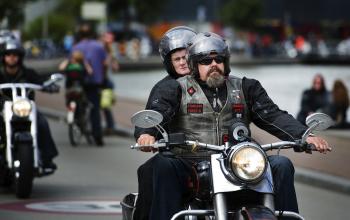 Harley-Davidson said on Tuesday they are keeping a production plant in Wisconsin. Pictured above, bikers ride Harley Davidson motorcycles on August 15, as part of the annual Harley Davidson Day in Europe. (Robert Vos/Getty Images )