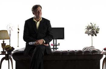Stephen Fry attends a video shoot about 3D TV in August 2010, London, England. Stephen Fry has been cast to play Sherlock Holmes's brother in Guy Richie's sequel to the 2009 blockbuster. (Leo Williams/Getty Images)