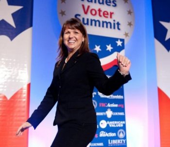 TEA PARTY: Christine O'Donnell, Delaware's Republican nominee for U.S. Senate, at the 5th Annual Values Voter Summit recently in Washington, D.C. (Brendan Hoffman/Getty Images)