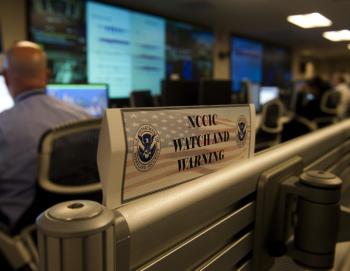 CYBERSECURITY: Analyists at the National Cybersecurity & Communications Integration Center (NCCIC) prepare for Cyber Storm III during a media session at their headquarters in Arlington, VA, September 24. (Jim Watson/Getty Images)