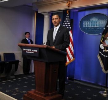 GETTING IT DONE: U.S. President Barack Obama makes a statement to the press to discuss the Senate vote on middle class tax cuts in the Brady Press Briefing Room at the White House on Dec. 13. (Jewel Samad/AFP/Getty Images)