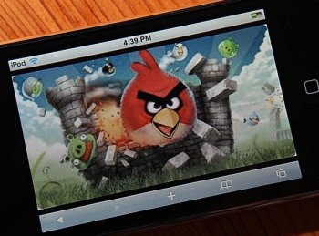 'ANGRY BIRDS': An image of the popular video game 'Angry Birds' is displayed on an iPod Touch earlier this year in San Anselmo, Calif. Consumers spent $1.85 billion on mobile gaming apps in the second quarter. (Justin Sullivan/Getty Images)
