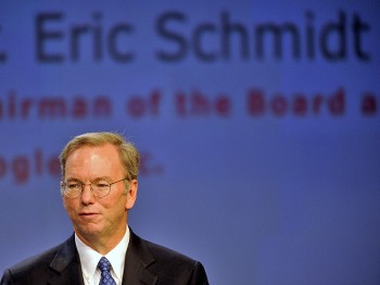 GOOGLE FACES INQUIRIES: Eric Schmidt, the former CEO and current executive chairman of Google Inc., speaks at the IFA Conference in Berlin, Germany, last September. (Odd Andersen/AFP/Getty Images)
