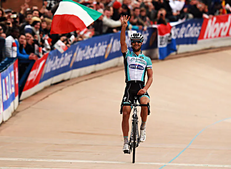 Tom Boonen Omega Pharma-Quick Step attacked alone 53 km from the finish line and no one had the legs to catch him. (Bryn Lennon/Getty Images)