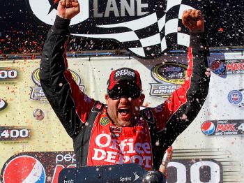 Tony Stewart, driver of the #14 Office Depot Chevrolet, celebrates after winning the NASCAR Sprint Cup Series Pepsi Max 400 in Fontana, California. (Jason Smith/Getty Images for NASCAR) Tony Stewart, driver of the #14 Office Depot Chevrolet, celebrates after winning the NASCAR Sprint Cup Series Pepsi Max 400 in Fontana, California. (Jason Smith/Getty Images for NASCAR)