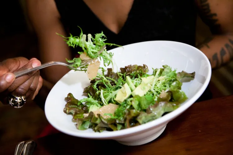 A salad of grapefruit and avocado with pickled ginger and ginger vinaigrette. (Brendan Hoffman/Getty Images for Girl Behind the Camera)