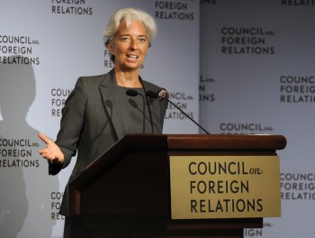 Christine Lagarde, Managing Director of (IMF) speaks to the Council on Foreign Relations July 26, 2011. (Timothy A. Clary/AFP/Getty Images