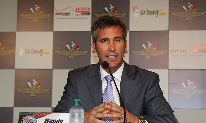 BETTER DAYS: IndyCar CEO Randy Bernard takes part in a panel discussion during an Izod party to celebrate the 100th Anniversary Indianapolis 500 at Classic Car Club on March 23, 2011 in New York City. (Michael Loccisano/Getty Images for Izod)