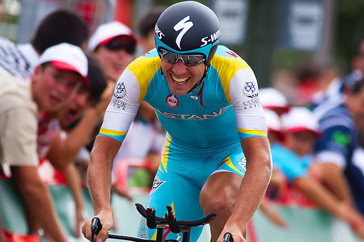 Fredrik Kessiakoff of Astana rides during the Stage 11 Time Trial of the Vuelta a España. (Jaime Reina/AFP/GettyImages)