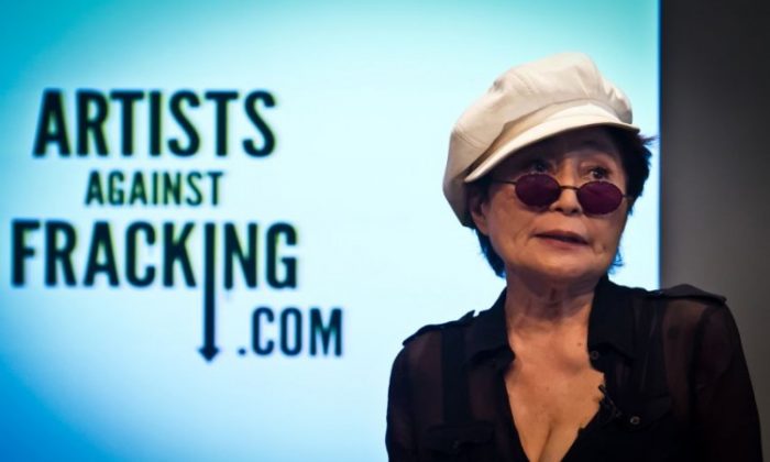 Yoko Ono speaks at the Artists Against Fracking Coaltion Event at Paley Center For Media on August 29, 2012 in New York City. (Photo by Mike Coppola/Getty Images)