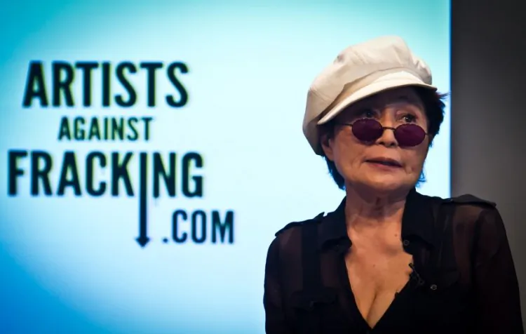 Yoko Ono speaks at the Artists Against Fracking Coaltion Event at Paley Center For Media on August 29, 2012 in New York City. (Photo by Mike Coppola/Getty Images)