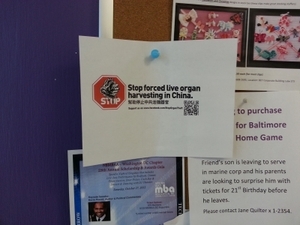Stop Forced Organ Harvesting on a DC area bulletin board. (The Epoch Times)