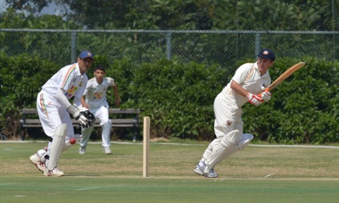 Stylish left-hand opening batsman, C.L. Bright for HKCC Scorpions, turns the ball to leg during his innings of 42 runs, contributing to his side’s 218 total in their 50 overs at the HKCC ground against LSW JKN on Sunday Oct 21. LSW won by five wickets with more than 10 overs to spare. (Bill Cox/The Epoch Times)