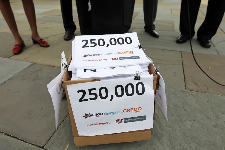 Petition signatures sit in a box during a news conference September 21, 2011 on Capitol Hill in Washington, DC. (Alex Wong/Getty Images)