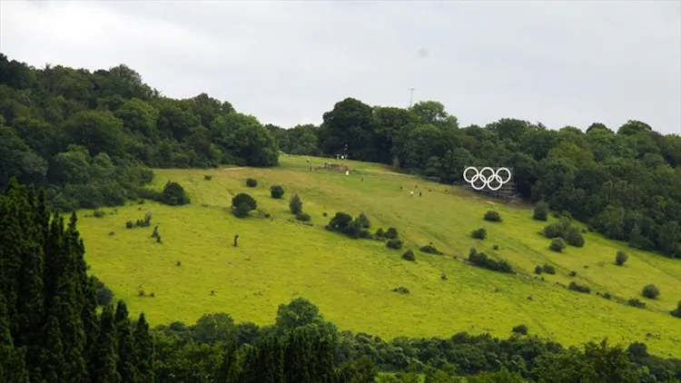 Olympic Rings unveiled in Surrey, England. (LOCOG/www.london2012.com)